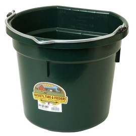 Little Giant Plastic Animal Feed Bucket (Green) Flat Back Plastic Feed Bucket with Metal Handle (20 Quarts / 5 Gallons) (Item No. P20FBGREEN6)