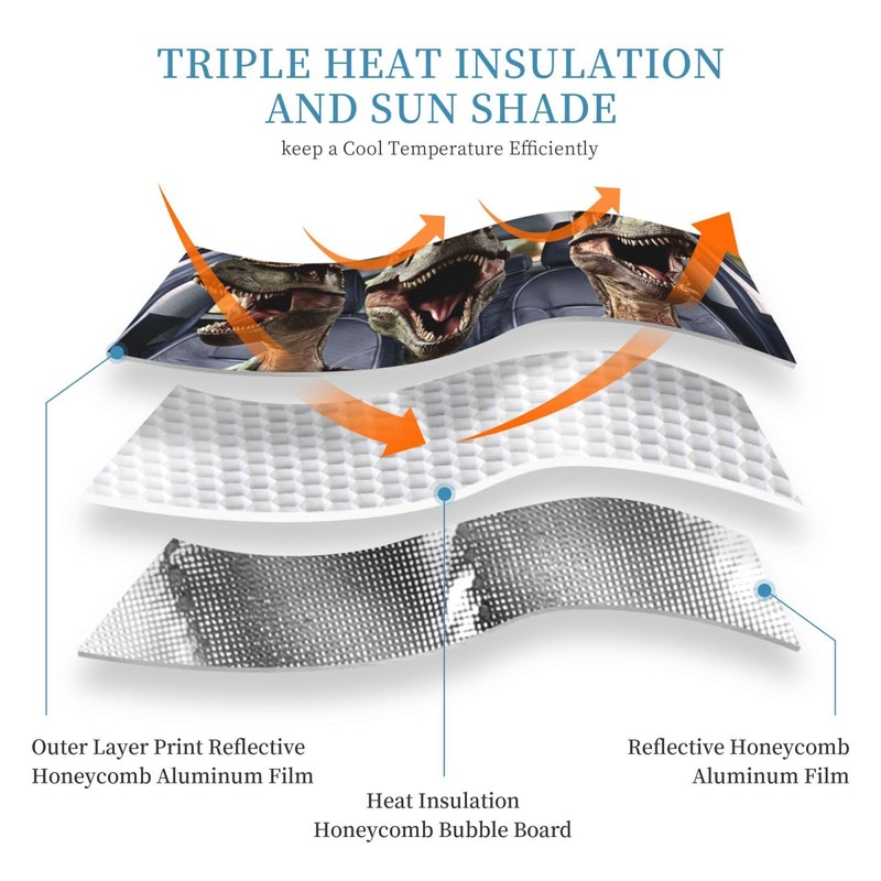 Dujiea Car Front Window Sunshade, Funny Driving Dinosaur Foldable Auto