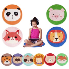 KLLOUZE 10 PCS Kids Carpet Circle Seats 16" Kids Round Floor Cushions Rug Mats for Classroom Sitting School Preschool Group Activities Learning Discussions Games Playing Home Story Time (Animal Print)