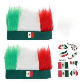 2 Pelucas Peluca Tricolor México Mundial Para Fiestas Tricol