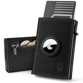 DODENSHA Wallet with Coin Compartment I Mini Wallet Men's Small for 10+ Cards, Black, Modern