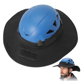 Aolamegs Climbing Helmet Sunshade Hat Black, Cotton Wide Brim Hard Hat Sun Shade with Elastic Band for Most of Climbing Rescue Helmet,Hard Hat Accessories (Helmet not included)