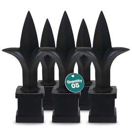 Address America Fence Finials Trident Spear High-Impact Polypropylene Black Finial Fence Topper (5ct, 5/8 inch) - Made in The USA - FF