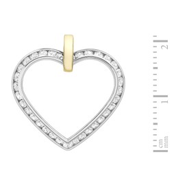 Carissima Gold Women's 9 ct 2 Colour Gold Cubic Zirconia Open Heart Pendant