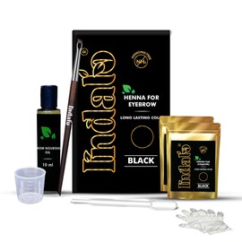 Indalo Black Eyebrow Henna Kit | Natural Brow Color Powder, Smudge-Proof & Water-Resistant, 100% Gray Coverage, Vegan, Cruelty-Free, Gentle Formula, 40 Applications