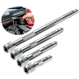 TXXATX 1/4 Extension Bar 4 Pieces Drive Socket Extension Impact Socket Extension Bar Set 50 mm 75 mm 100 mm 150 mm Extensions Socket Tool CR-V Steel Wrench Extender for Socket Wrench Ratchet