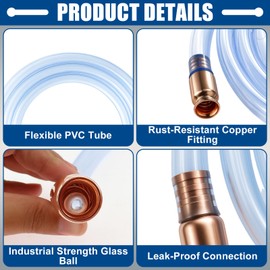 wadoy Siphon Hose Gas/Oil/Water/Fuel Transfer Siphon Hand Pump Self Priming Shaker Hose 6' (2 Pack)