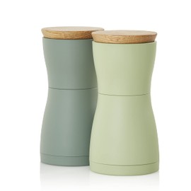 AdHoc MP129 CeraCut® Twin Pepper and Salt Mill Set Ceramic Grinder Dark Green & Light Green