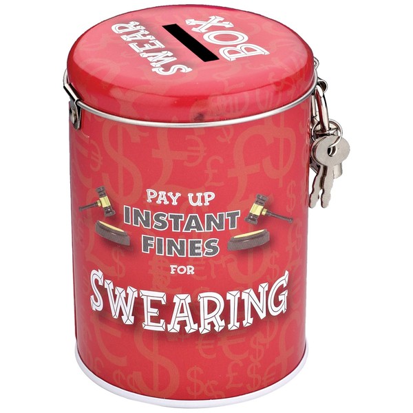 Boxer Gifts Swearing Instant Padlock | Novelty Money Saver Fine Tin | Funny Secret Santa Gift, Red