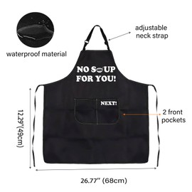 WCGXKO Chef Kitchen Apron No Soup for You Kitchen Cooking 90s TV Show Gift for Comedy Show Fans (No Soup Apron CA)