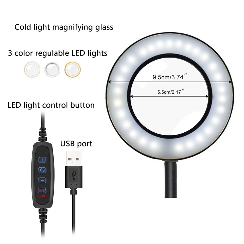 Soldering Helping Hand 5 Jaws 3X USB Magnifier ABS Flexible