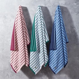 Lacoste Centre Mark Cotton Jacquard Stripe Wash Cloth, Pink, 13"x13"