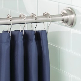 iDesign Astor Metal Expandable Constant Tension Bathroom Shower Curtain Rod for Master, Guest, Kids' Bathroom, Window, Adjustable from 43-75", Brushed Stainless Steel