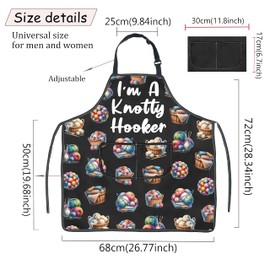 JXGZSO Yarn Crocheter Gift Crochet Apron Funny Crochet Gift I'm A Knotty Hooker Apron Knitter Gift Crochet Lover Gift, I'm a Knotty Hoker, big