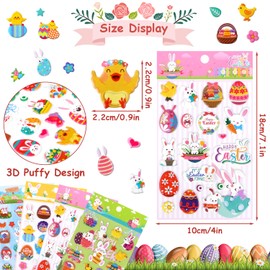 ZALAON Easter Eggs Stickers, 8 Sheets of 3D Easter Stickers, Children's Stickers, Easter Bunny, Easter Eggs, Easter Chicks for Easter Decoration or Gift
