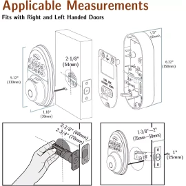 HuTools Biometric Electronic Keyless Entry Door Deadbolt Lock Fingerprint with Keypads