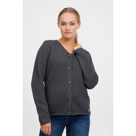 OXMO OXHelga Women's Fine Knit Cardigan Made of 100% Cotton, Pewter (185203)