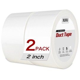 XUXU 2 Pack White Duct Tape Heavy Duty Waterproof, Strong Adhesive Tape Bulk for Indoor Outdoor Repairs Tear by Hand, 40 Yards x 2 Inch Total