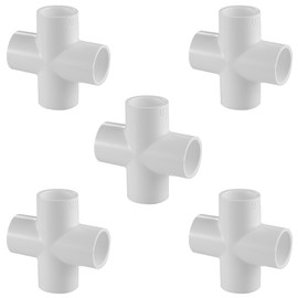 Lesso America 420 Series PVC Pipe Fitting - Cross - Schedule 40 (White) - 1-1/4" (SOC x SOC x SOC x SOC) 5 PCS/High-Flow Capacity/Plumbing, Irrigation, Pool, Spa/NSF Certified (420-012)
