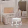 Healeved Low Rolling Stool with Wheels PU Leather Low Stool