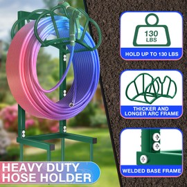 Qatsrin New Garden Hose Holder, Super Stable Water Hose Holders Stand Holds 120-Feet Hose, Detachable Freestanding Hose Storage Hanger Rack for Outside Yard Lawn Farm, Green