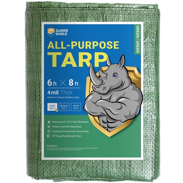 GUARD SHIELD Tarp Green 6x8 Feet Multi Purpose Waterproof Poly