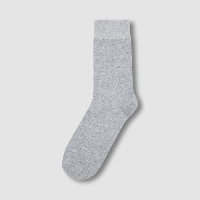 JAJU [JAJU] Men's Mid-Calf Cotton Socks 5-Pack_Melange Grey