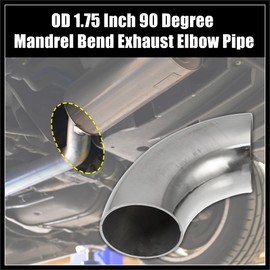 Hihaha 1pcs OD 1.75 Inch 90 Degree 1.5mm Thickness Mandrel Bend Elbow SS304 Stainless Steel Bend Tube Exhaust Elbow Pipe for Car Modified Exhaust System Durable Material