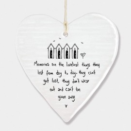 East of India Hanging Heart Gift Memories are the loveliest things