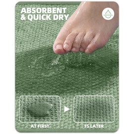COLOR&GEOMETRY Non-Slip Bath Mat, 44 x 75 cm, Soft Bath Mat, Non-Slip, Washable, Imitation Woven Bathroom Rug, Absorbent Bath Mat for Shower, Bathroom, Bathtub - Green