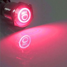 E Support 12V Car Vehicle Red LED Light Main Beam Push Button Toggle Switch 16mm