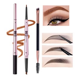 Mihqy Eyebrow Pencil with Eyebrow Brush, Double Ended Precision Waterproof Brow, Professional Makeup Eyebrow Pencil, Waterproof Long-Lasting Eyebrow Pencil (2 Pieces, Orange Brown)
