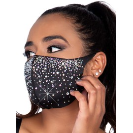 Leg Avenue M1008-00122 Nova Rhinestone Face Mask, O/S, Black