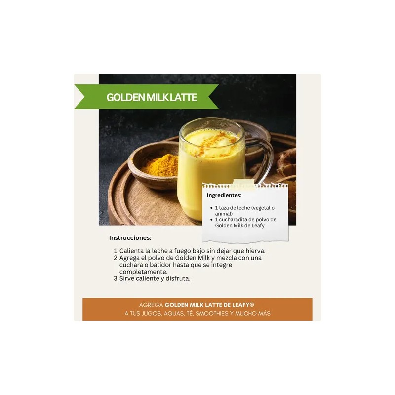 Golden Milk Leafy 150g Curcuma Organica Keto Vegano