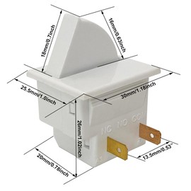 2Pcs Refrigerator Door Light Switch 2 Feet Compatible for GE Whirlpool, Maytag, Admiral, Amana, Kenmore, KitchenAid, Magic Chef Freezer Momentary Fridge Switch 2Pin NC AC 250V 2A-2.5A