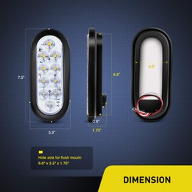 Nilight 6" Oval LED Trailer Tail Lights 10 LED w/Flush Mount Grommets Plugs Stop Turn Tail Reverse Back Up Trailer Lights for RV Truck Jeep (TL-25)