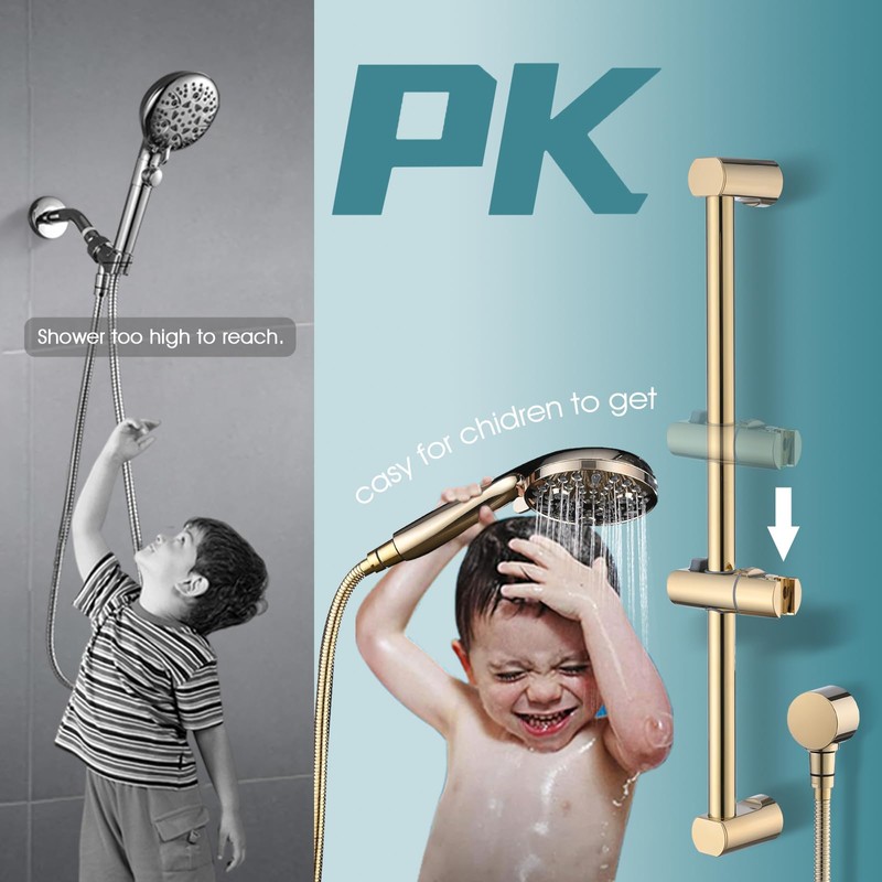 LOCALAND Hand Shower with Slide Bar, High Pressure 10 Setting