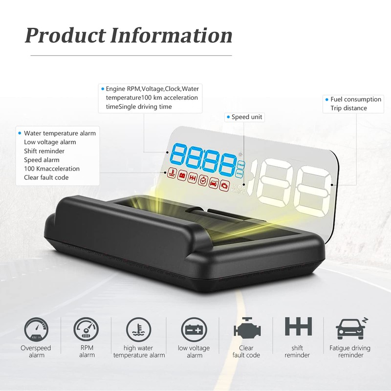 wiiyii Heads up Display for Cars, C500 Car Digital GPS