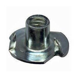 T-NUT 10-24 X 7/16" Length, 3 Prong, Steel, Press-in Threaded Insert for Wood OR Plastic. (Pack of 50)
