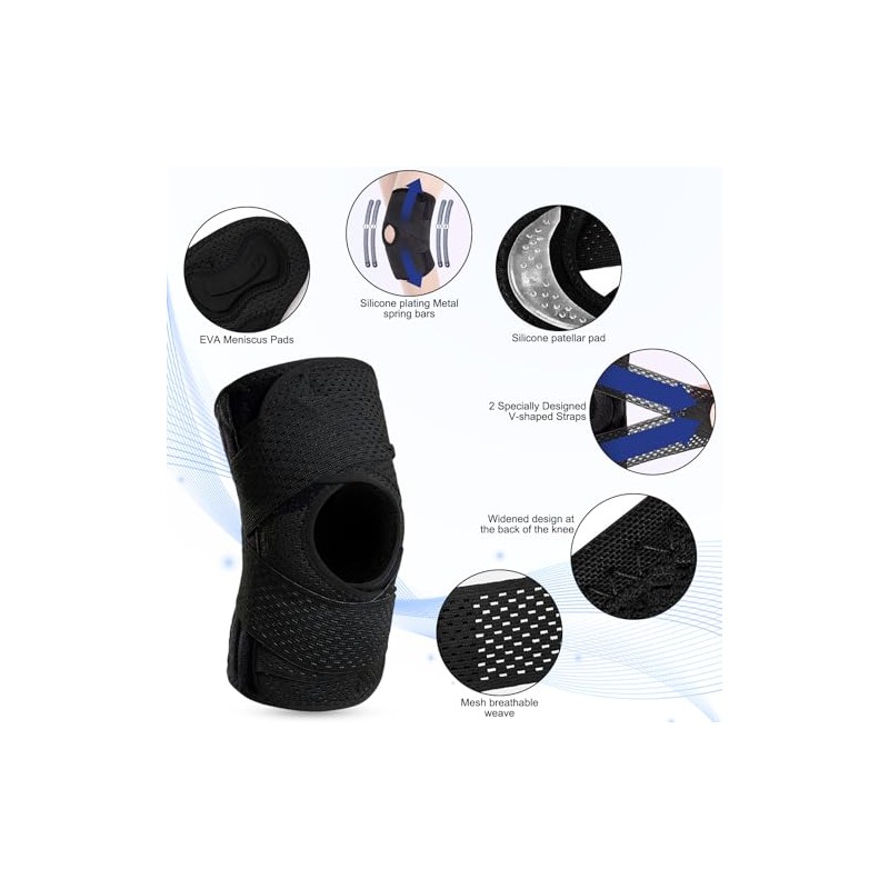 Knee Support with Lateral Stabilizers and Patular Support, Adjustable Knee