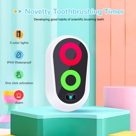 Toothbrushing Timer for Kids 2 to 3 Minutes, Funny Novelty Timer, Gift for Kids Adults, Magnetic Waterproof Timer with Color Lights in Bathroom for Children Training Coach (White)