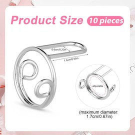 CPJJ Pack of 10 nail rings, nail ring, ring nails, nail ring for acrylic nails, adjustable fingernail rings for artificial nails, nail art decoration, silver