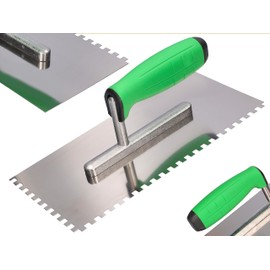 ToolSpace Premium notched trowel for plaster and glue, tooth trowel with stainless steel blade, made in the EU, toothed smoothing trowel, durable, comfortable and versatile, 13 cm x 27 cm, 6 mm tooth