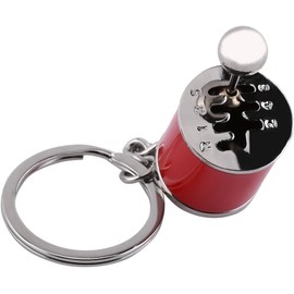 Llavero de palanca de cambios de coche creativo, llavero de modelo de pieza de automóviles, accesorio de metal para hombres (rojo)