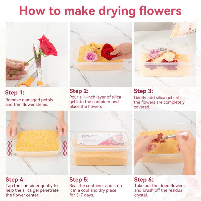 Viktairy Silica Gel Flower Drying Crystals 5LBS, Reusable Color Indicating