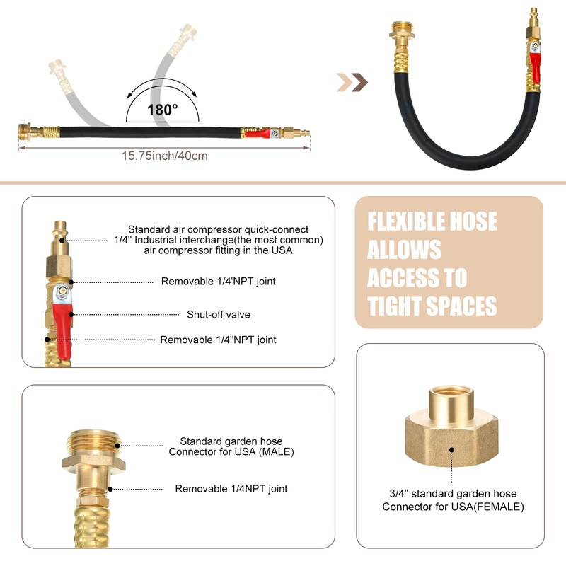 RV Winterizing Kit Winterize Blowout Adapter with Shut Off Valve