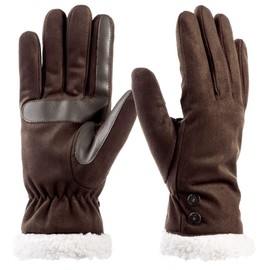isotoner Womens Recycled Microsuede Water Repellent Cold Weather With Sherpasoft Lining, Touch Screen Capable Gloves, Brown, Small/Medium US