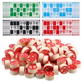 Totority Juego de lotería rusa Juego de tarjetas de bingo de madera, 48 tarjetas, 90 piezas                                                           