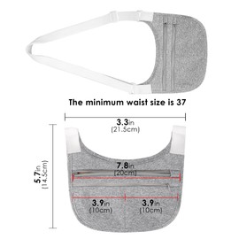 Travel Money Belt Cashsafe Anti Theft Travel Wallet, Fanny Packs for Passport Holder Hidden Under Clothes, Running Bag to Carry Phone Keys (Grey)