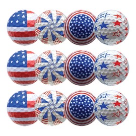 GBM Patriotic Golf Balls - Set of 12 American Flag Design with Stars & Stripes Pattern for Games, Practices & Gifts